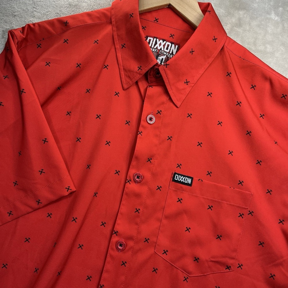Dixxon Flannel Co The Finney Shirt Mens Red Short Sleeve Wrench Print Sz L